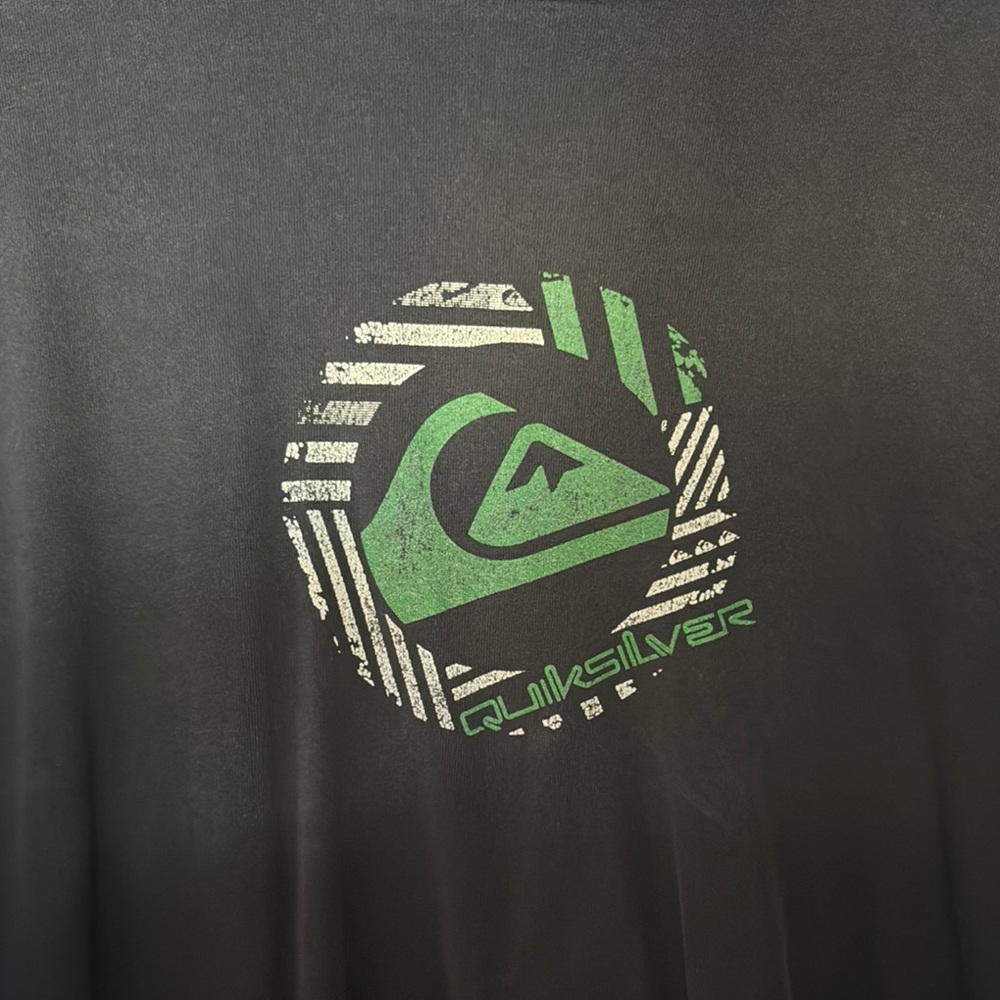Quiksilver Men's Black Tee with Green Logo - Picture 3 of 5